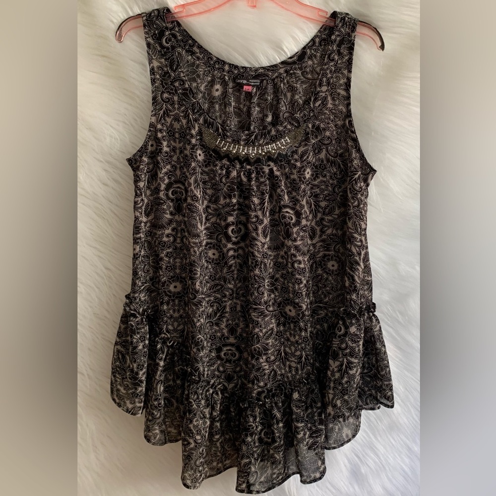 George Maternity Sleeveless blouse Floral Print Ruffle hem Small